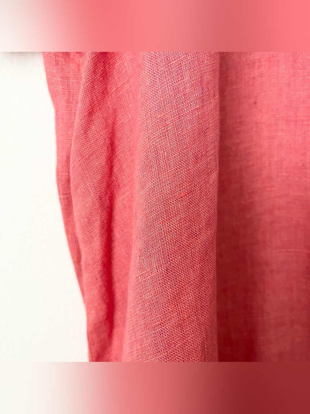 FLAX Women's 100% Linen Tunic Top Shirt Size L Pink Salmon Button Back Summer - Picture 5 of 6